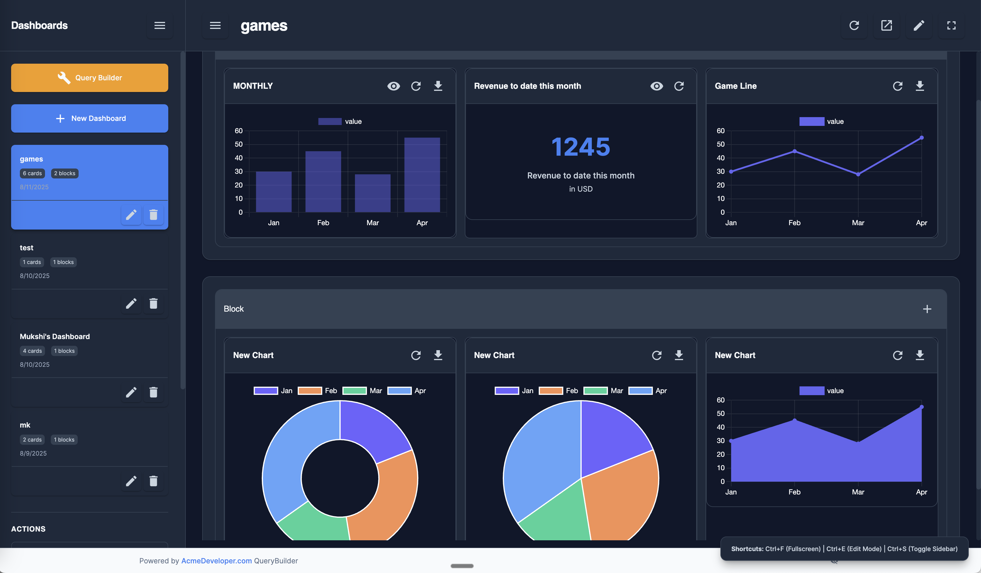 Acme Developer Query Builder Dashboards