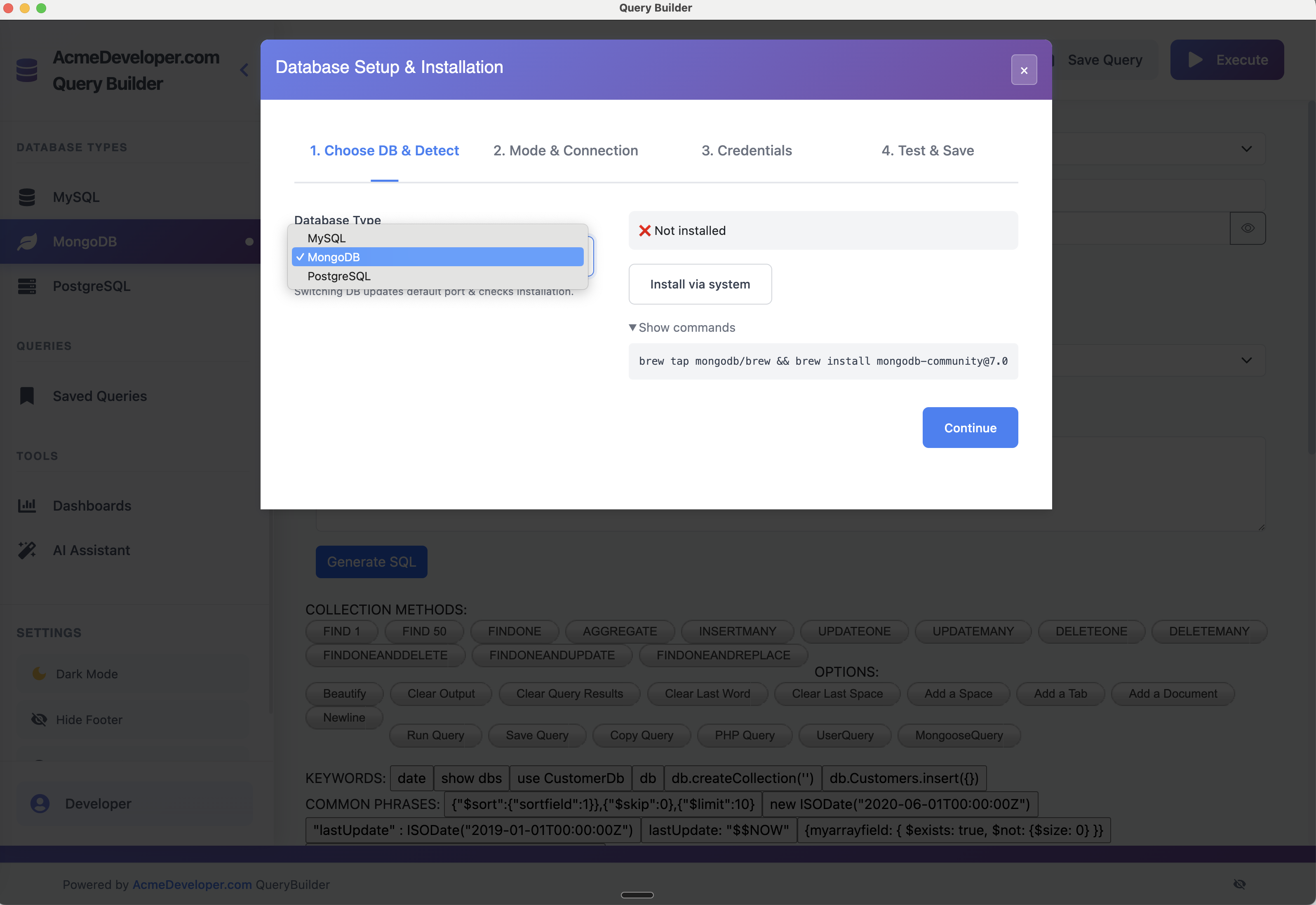 Acme Developer Query Builder Dashboards