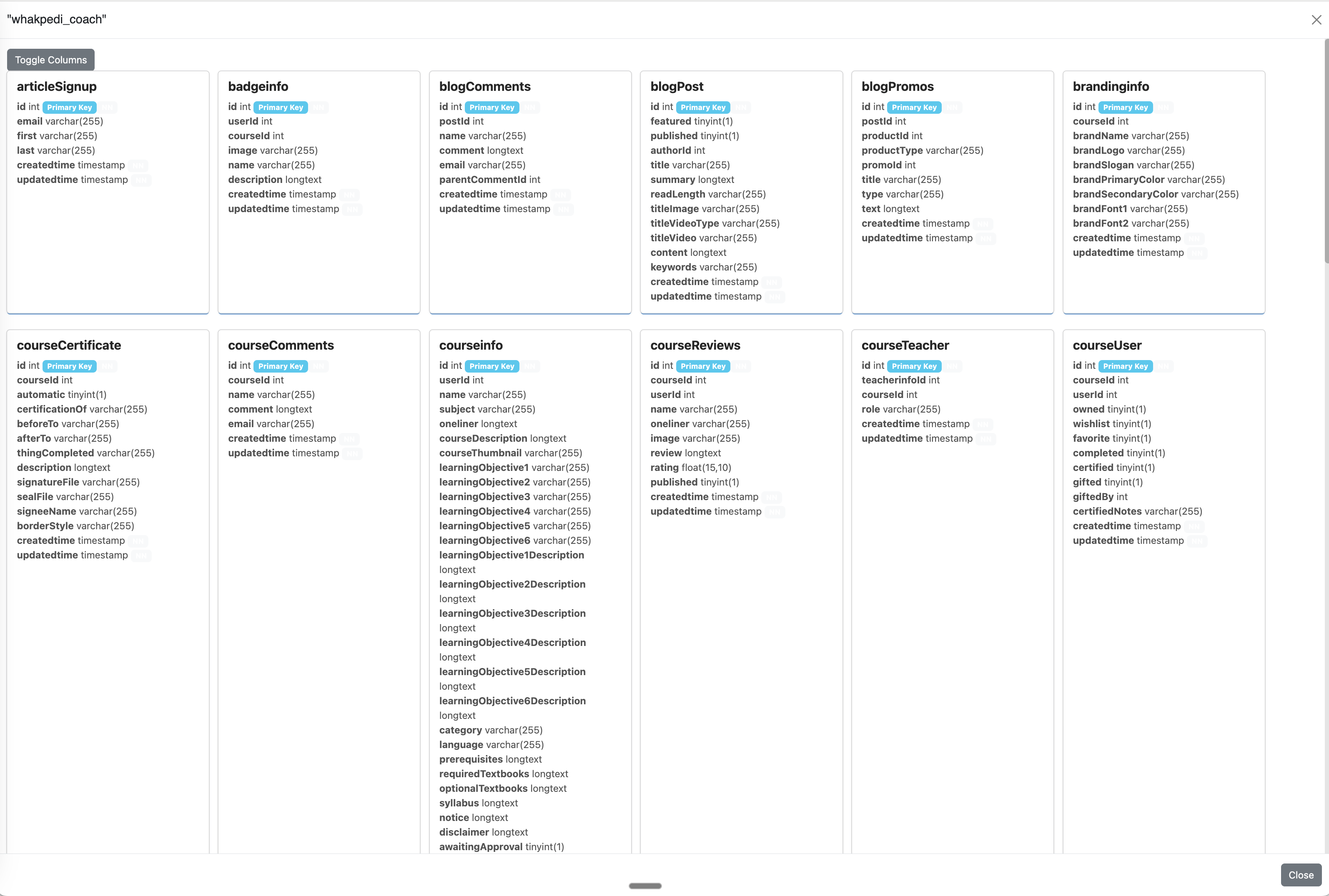 Acme Developer Query Builder Dashboards